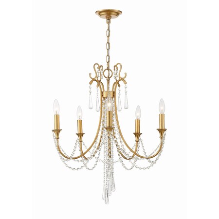 Crystorama Arcadia 5 Light Antique Gold Chandelier ARC-1905-GA-CL-MWP